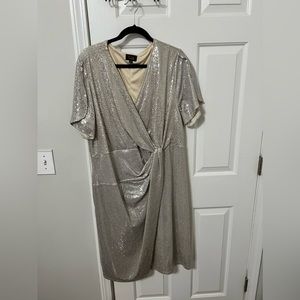 Flattering champagne sequin cocktail dress